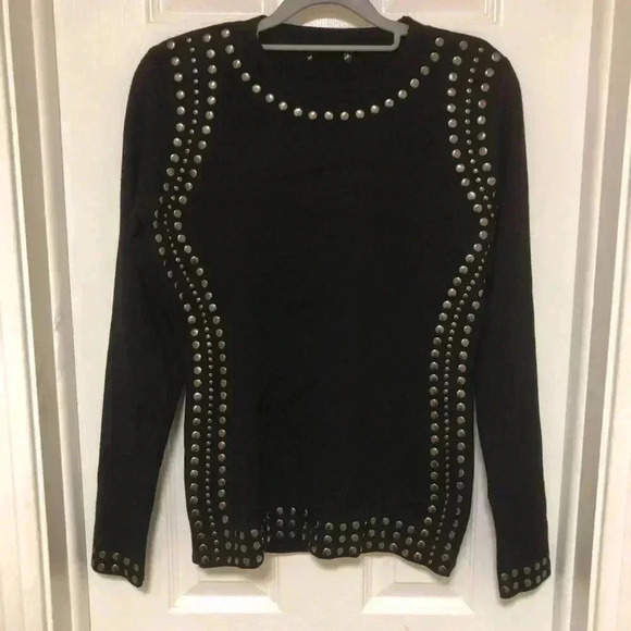 VENUS Women’s Black Long Sleeve Top with silver button accents M XL - Picture 11 of 16